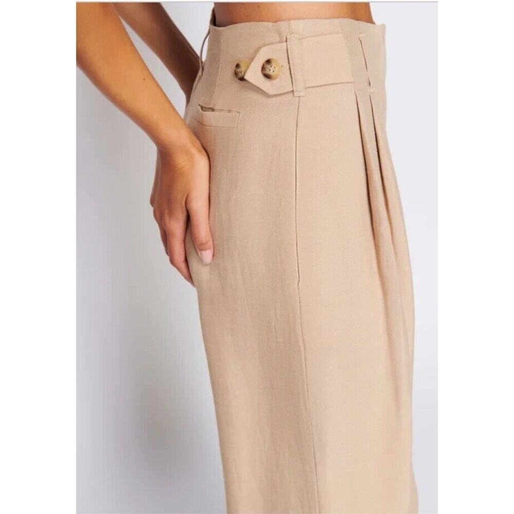 Nation Ltd Del Pants Rayon/Linen Tan Pants, Vintage Cut Wide Leg High Waist Sz M - Picture 8 of 16